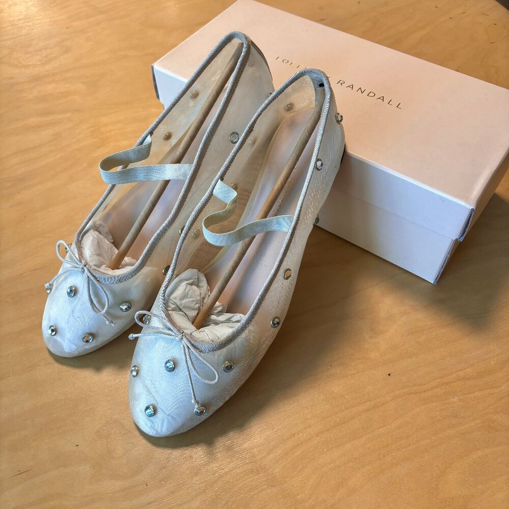 Loeffler Randall Crystal-Embellished Ballerina Flats, Size 10.5